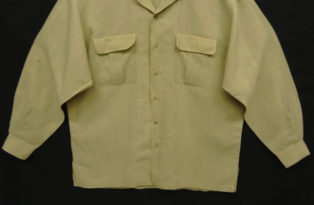 画像: 90'S RALPH LAUREN レーヨン/リネン フラップ付きポケット 長袖 オープンカラーシャツ ベージュ (VINTAGE)