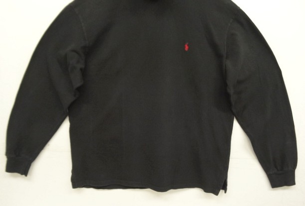 画像: 90'S RALPH LAUREN 鹿の子 タートルネック 長袖 Tシャツ ブラック USA製 (VINTAGE)