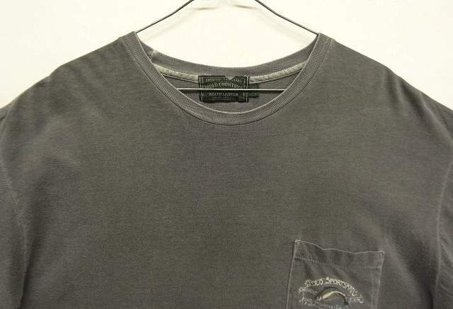 画像: 90'S RALPH LAUREN "POLO COUNTRY" シングルステッチ ポケット付き 半袖 Tシャツ ブラック USA製 (VINTAGE)