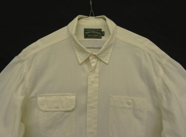 画像: 90'S RALPH LAUREN "POLO COUNTRY" 猫目ボタン 長袖 ワークシャツ 生成り (VINTAGE)