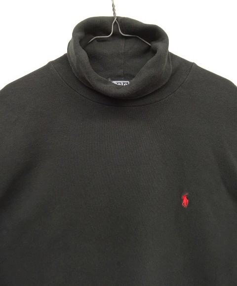 画像3: 90'S RALPH LAUREN 鹿の子 タートルネック 長袖 Tシャツ ブラック USA製 (VINTAGE)