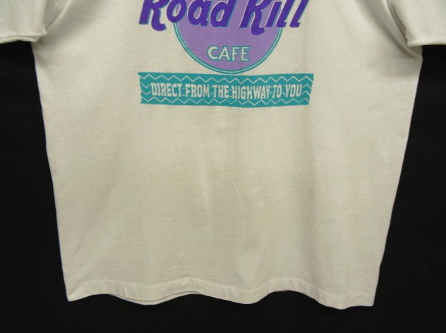 画像: 90'S ROAD KILL CAFE シングルステッチ 両面プリント 半袖 Tシャツ ホワイト USA製 (VINTAGE)