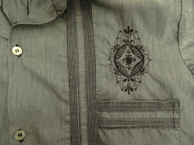 画像: GUAYABERA SHIRT オープンカラー 半袖 キューバシャツ 後染めブラック (VINTAGE)