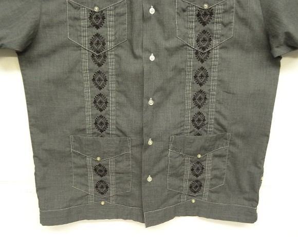 画像: GUAYABERA SHIRT オープンカラー 半袖 キューバシャツ 後染めブラック (VINTAGE)