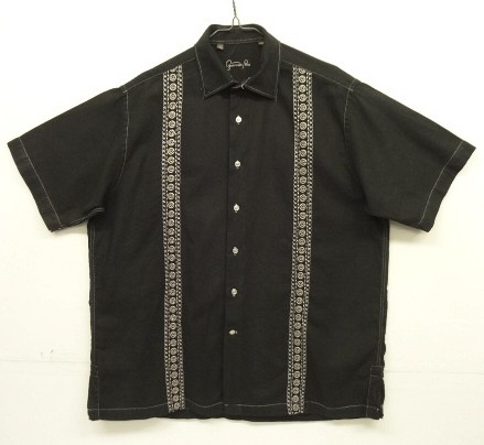 画像1: GUAYABERA SHIRT 半袖 キューバシャツ 後染めブラック (VINTAGE)