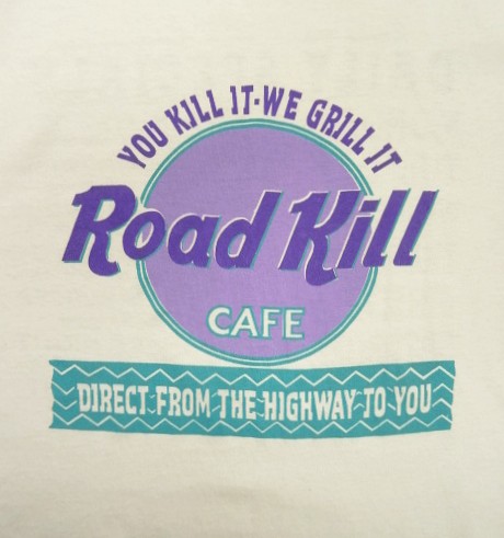 画像3: 90'S ROAD KILL CAFE シングルステッチ 両面プリント 半袖 Tシャツ ホワイト USA製 (VINTAGE)