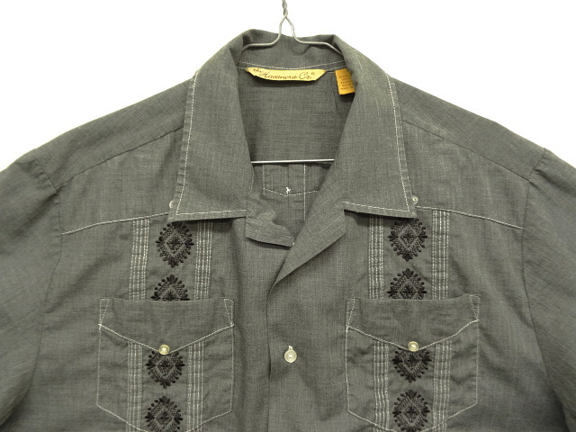 画像: GUAYABERA SHIRT オープンカラー 半袖 キューバシャツ 後染めブラック (VINTAGE)