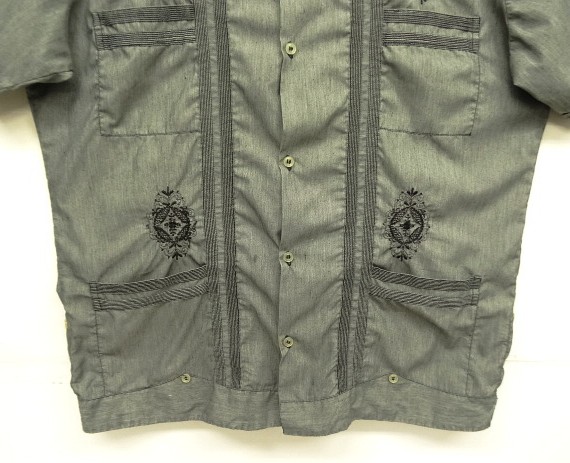 画像: GUAYABERA SHIRT オープンカラー 半袖 キューバシャツ 後染めブラック (VINTAGE)