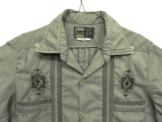 画像: GUAYABERA SHIRT オープンカラー 半袖 キューバシャツ 後染めブラック (VINTAGE)