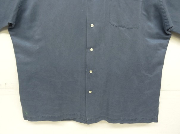 画像: 90'S RALPH LAUREN "CALDWELL" シルク/リネン 裾ロゴ 半袖 オープンカラーシャツ ブルー (VINTAGE)