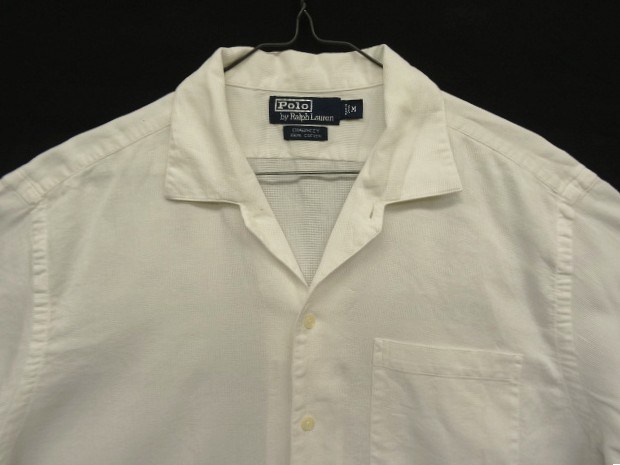画像: 90'S RALPH LAUREN "CHAUNCEY" コットン 半袖 オープンカラーシャツ ホワイト (VINTAGE)
