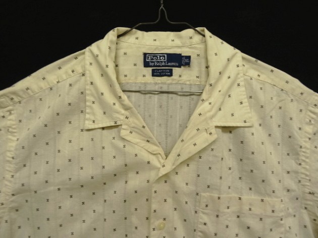 画像: 90'S RALPH LAUREN "CLAYTON" コットン 半袖 オープンカラーシャツ オフホワイトベース/小紋柄 (VINTAGE)
