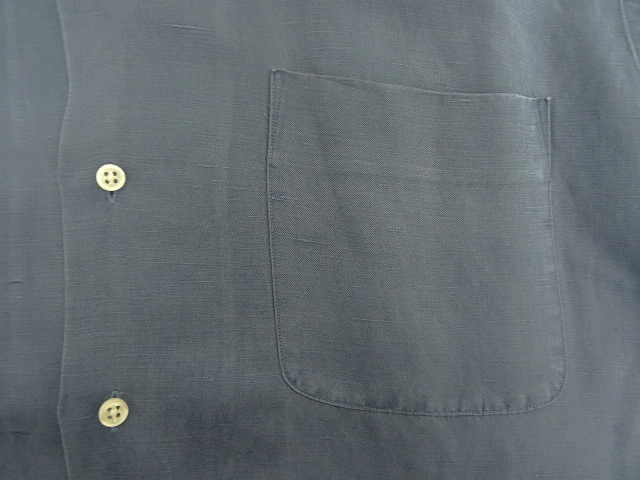 画像: 90'S RALPH LAUREN "CALDWELL" シルク/リネン 裾ロゴ 半袖 オープンカラーシャツ ブルー (VINTAGE)