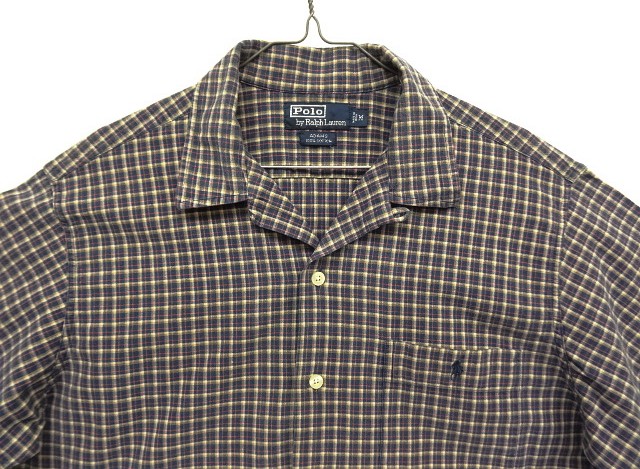 画像: 90'S RALPH LAUREN "ADAMS" コットン 半袖 オープンカラーシャツ チェック柄 (VINTAGE)