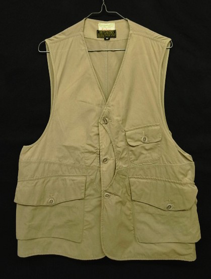 画像1: 60'S ABERCROMBIE & FITCH "SAFARIタグ" ハーフムーンポケット ハンティングベスト ベージュ (VINTAGE)