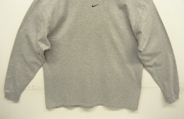 画像: 00'S NIKE 銀タグ SWOOSHセンターロゴ刺繍 長袖 Tシャツ グレー (VINTAGE)
