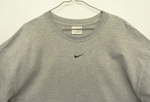 画像: 00'S NIKE 銀タグ SWOOSHセンターロゴ刺繍 長袖 Tシャツ グレー (VINTAGE)