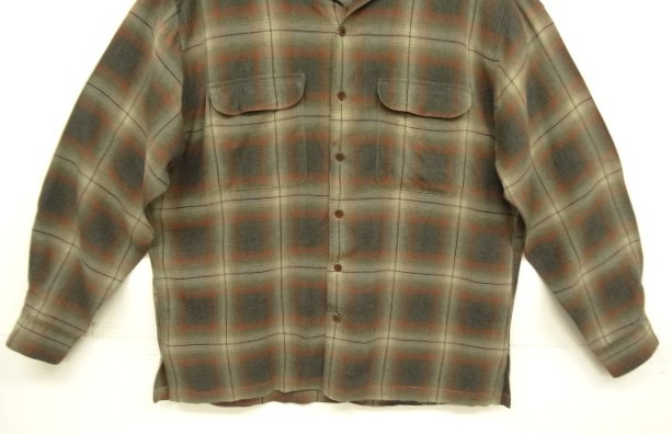 画像: 90'S J.CREW 旧タグ レーヨン 長袖 オープンカラーシャツ オンブレチェック (VINTAGE)