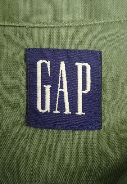 画像2: 90'S GAP 旧タグ リネン/レーヨン 半袖 オープンカラーシャツ オリーブ (VINTAGE)