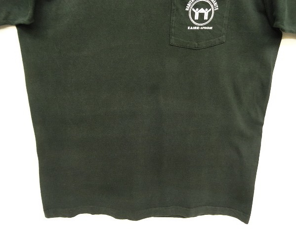 画像: 90'S ZAIRE-AFRIQUE シングルステッチ 両面プリント ポケット付き 半袖 Tシャツ ブラック USA製 (VINTAGE)