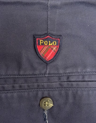 画像5: 90'S RALPH LAUREN アジャスター付き ツープリーツ チノパンツ ネイビー USA製 (VINTAGE)