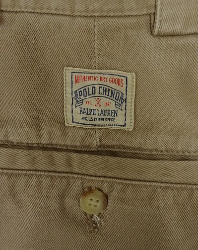 画像4: 90'S RALPH LAUREN "ボックスロゴ" ツープリーツ チノパンツ タン (VINTAGE)