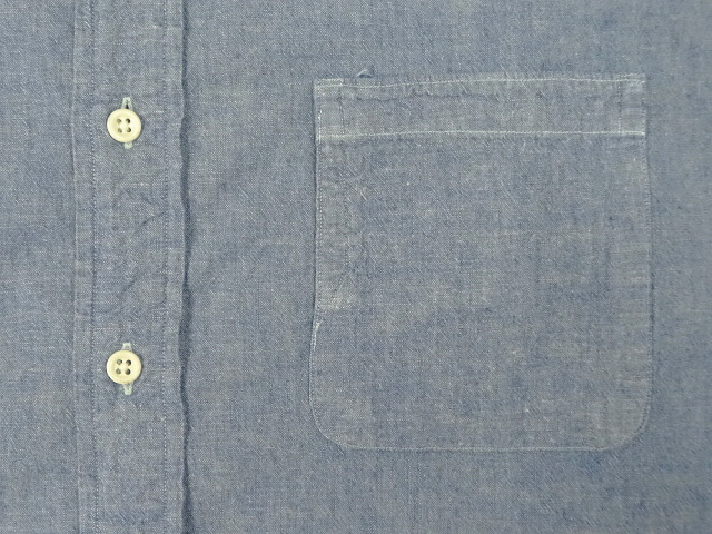 画像: 90'S RRL 初期 三ツ星タグ シャンブレー マチ付き バンドカラーシャツ ブルー (VINTAGE)