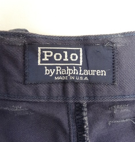 画像2: 90'S RALPH LAUREN アジャスター付き ツープリーツ チノパンツ ネイビー USA製 (VINTAGE)