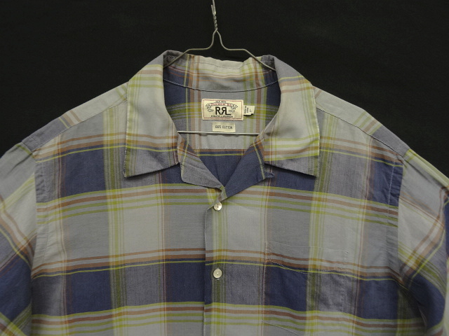 画像: 00'S RRL 白タグ マドラスチェック 長袖 オープンカラーシャツ (VINTAGE)