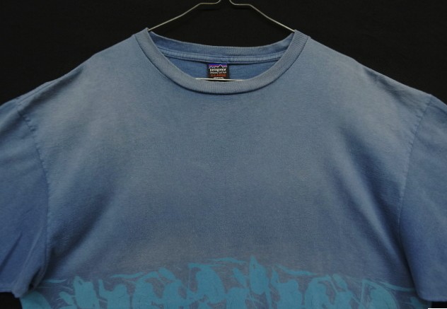 画像: 90'S PATAGONIA 黒タグ 両面プリント 半袖 Tシャツ フェードブルー USA製 (VINTAGE)