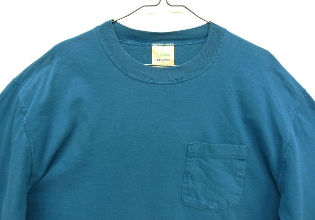 画像: 90'S LL Bean x RUSSELL ATHLETIC ポケット付き 長袖 Tシャツ ブルー USA製 (VINTAGE)