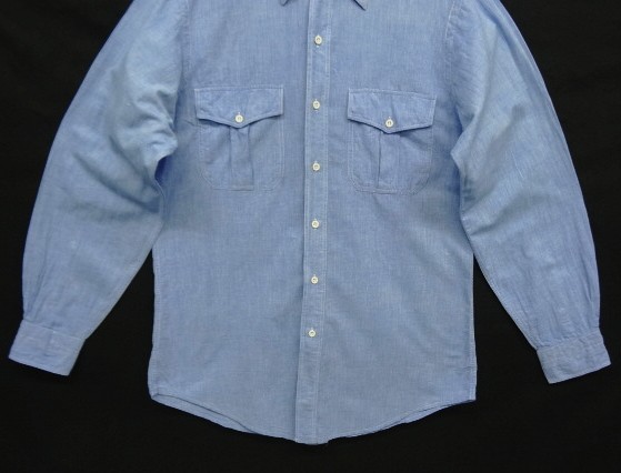 画像: 80'S LL Bean インド綿 長袖 シャツ ブルー インド製 (VINTAGE)
