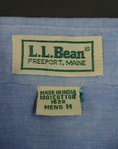 画像2: 80'S LL Bean インド綿 長袖 シャツ ブルー インド製 (VINTAGE)