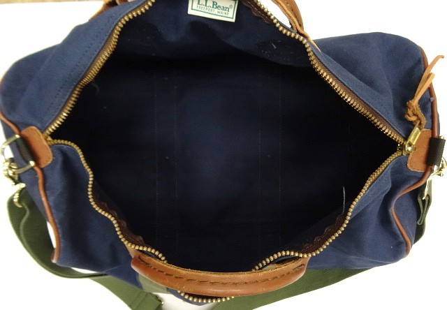 画像: 80'S LL Bean キャンバス/レザー ダッフルバッグ ネイビー/オリーブ USA製 (VINTAGE)