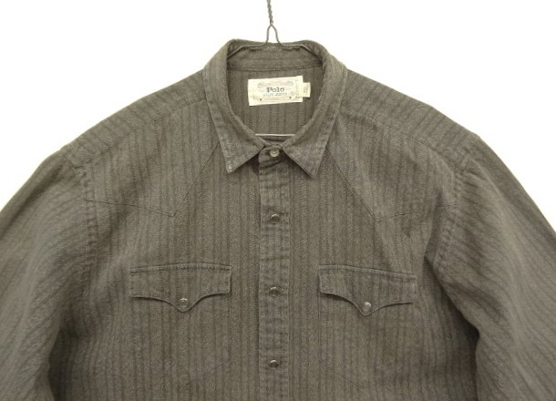 画像: 80'S RALPH LAUREN "白タグ" ブラックシャンブレー ウエスタンシャツ ストライプ (VINTAGE)