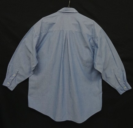 画像4: 90'S LANDS' END コットン100% シャンブレー 長袖 BDシャツ ブルー USA製 (VINTAGE)