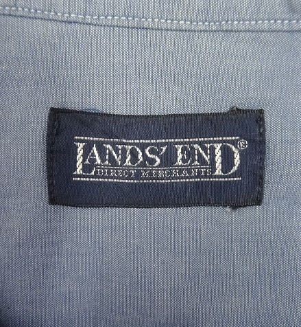 画像2: 90'S LANDS' END コットン100% シャンブレー 長袖 BDシャツ ブルー USA製 (VINTAGE)