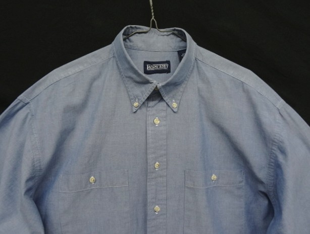 画像: 90'S LANDS' END コットン100% シャンブレー 長袖 BDシャツ ブルー USA製 (VINTAGE)