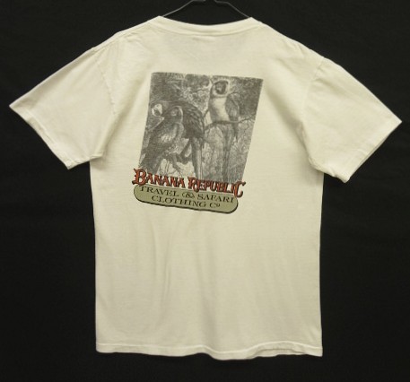 画像4: 80'S BANANA REPUBLIC バックプリント シングルステッチ ポケット付き 半袖 Tシャツ USA製 (VINTAGE)