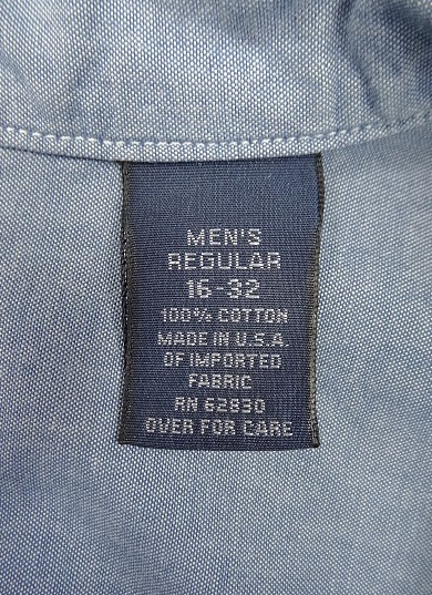 画像3: 90'S LANDS' END コットン100% シャンブレー 長袖 BDシャツ ブルー USA製 (VINTAGE)