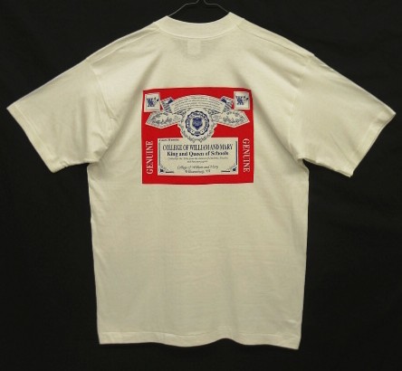画像1: 90'S COLLEGE OF WILLIAM & MARY シングルステッチ 両面プリント 半袖 Tシャツ ホワイト USA製 (DEADSTOCK)