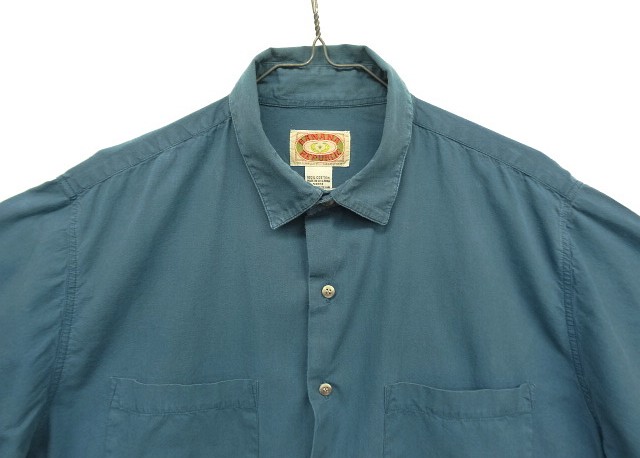 画像: 80'S BANANA REPUBLIC 旧タグ コットン 半袖 ボックスシャツ ブルー (VINTAGE)