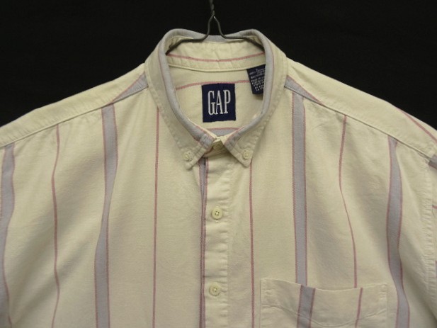画像: 90'S GAP 旧タグ オックスフォード 半袖 BDシャツ ストライプ柄 USA製 (VINTAGE)