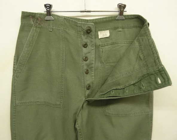 画像: 70'S アメリカ軍 US ARMY "OG107" コットンサテン ベイカーパンツ W36L29 (VINTAGE)