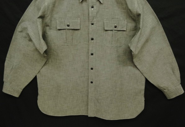 画像: 90'S RALPH LAUREN "DONINGTON" シャンブレー チンスト＆マチ付き 長袖 ワークシャツ ブラック (VINTAGE)