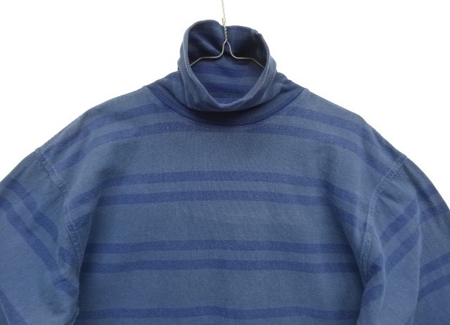 画像: 80'S BANANA REPUBLIC タートルネック 長袖 Tシャツ インディゴ/ボーダー (VINTAGE)