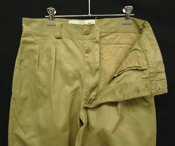 画像: 60'S フランス軍 M52 プリーツ入り チノパンツ ベージュ 84C (VINTAGE)