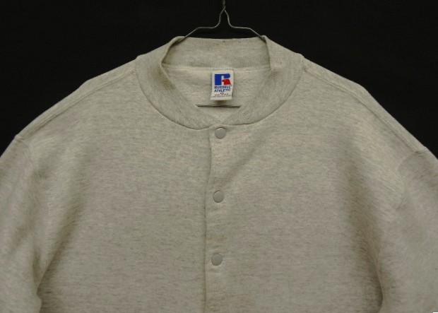 画像: 90'S RUSSELL ATHLETIC クルーネック スナップボタン スウェットカーディガン ヘザーグレー USA製 (VINTAGE)