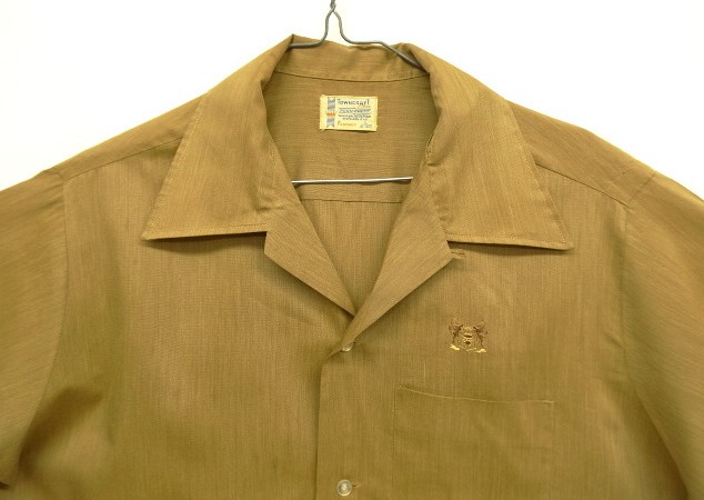 画像: 60'S TOWNCRAFT "PENN-PREST" 半袖 オープンカラーシャツ カーキ (VINTAGE)