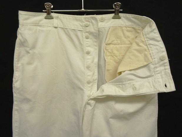 画像: 50'S アメリカ軍 USMC コットン100% ボタンフライ チノパンツ ホワイト W38L33 (VINTAGE)